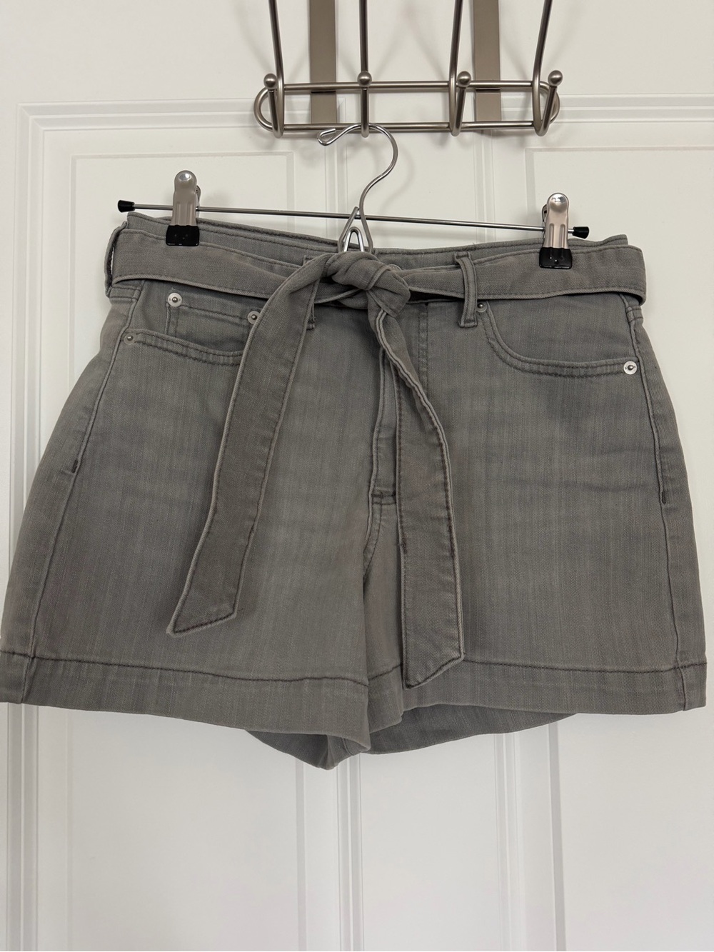 Banana Republic Gray High-Waist Tie-Belt Shorts